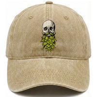 Vintage Craft Brewer Beer Lover Gift Washed Cotton Baseball Cap Beer Hops Beard Skull