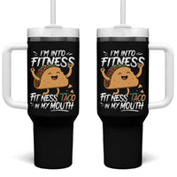 Funny Mexican Food Lover Tumbler With Handle I Am Into Fitness Taco In My Mouth