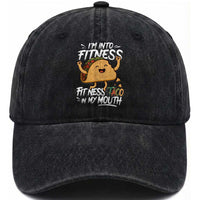 Funny Mexican Food Lover Washed Cotton Baseball Cap I Am Into Fitness Taco In My Mouth