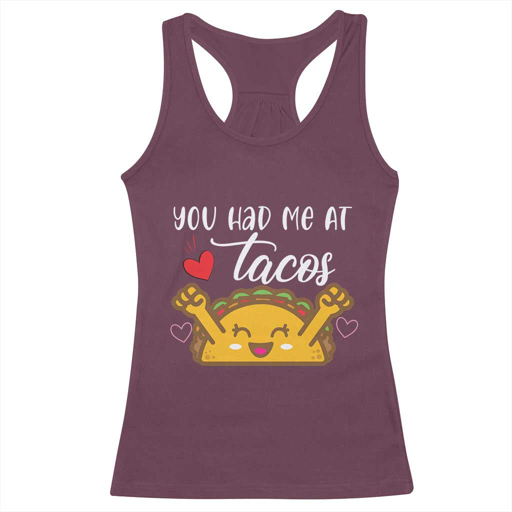 Funny Taco Lover Racerback Tank Top You Had Me At Tacos - Wonder Print Shop