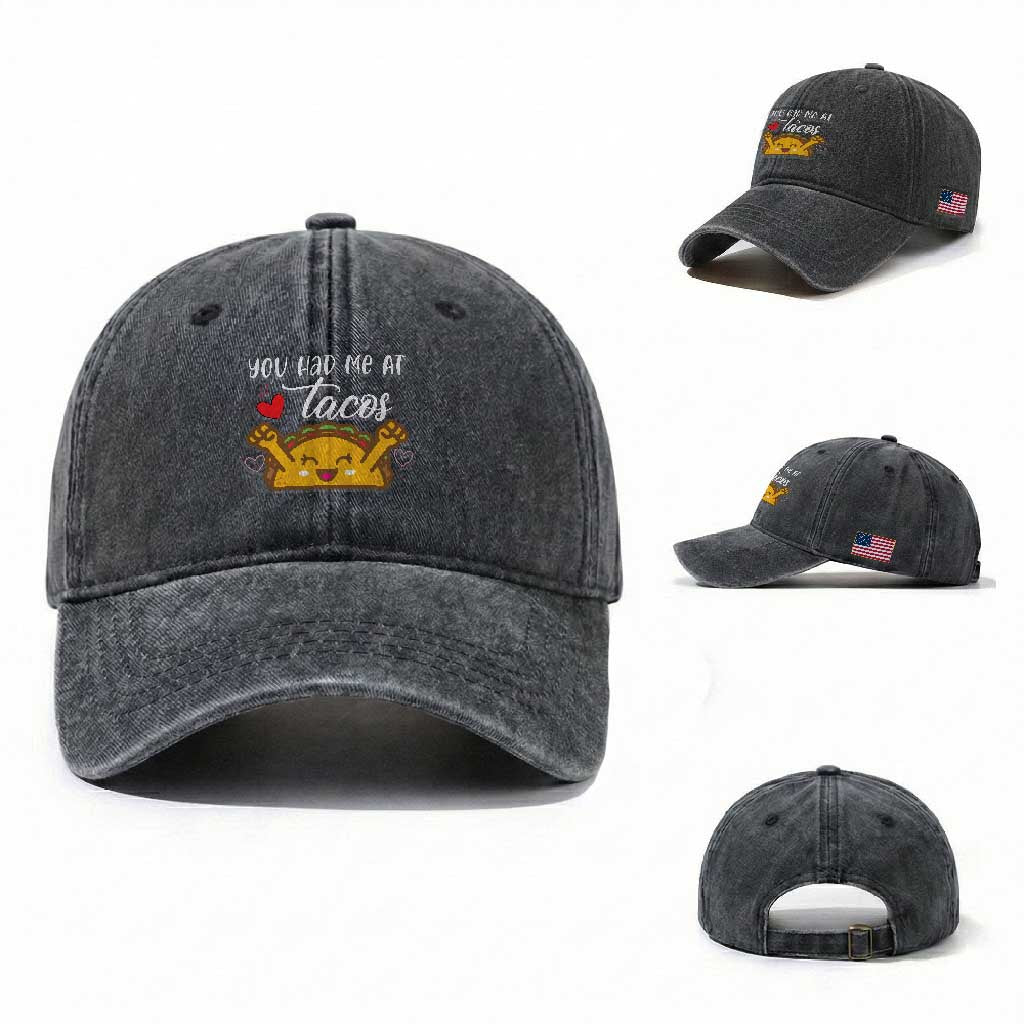 Funny Taco Lover Washed Cotton Baseball Cap You Had Me At Tacos