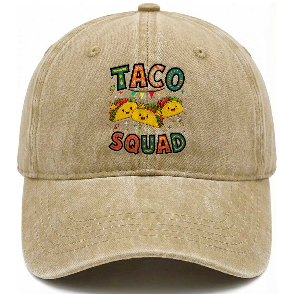 Taco Squad Washed Cotton Baseball Cap Funny Mexican Food Lovers Gift