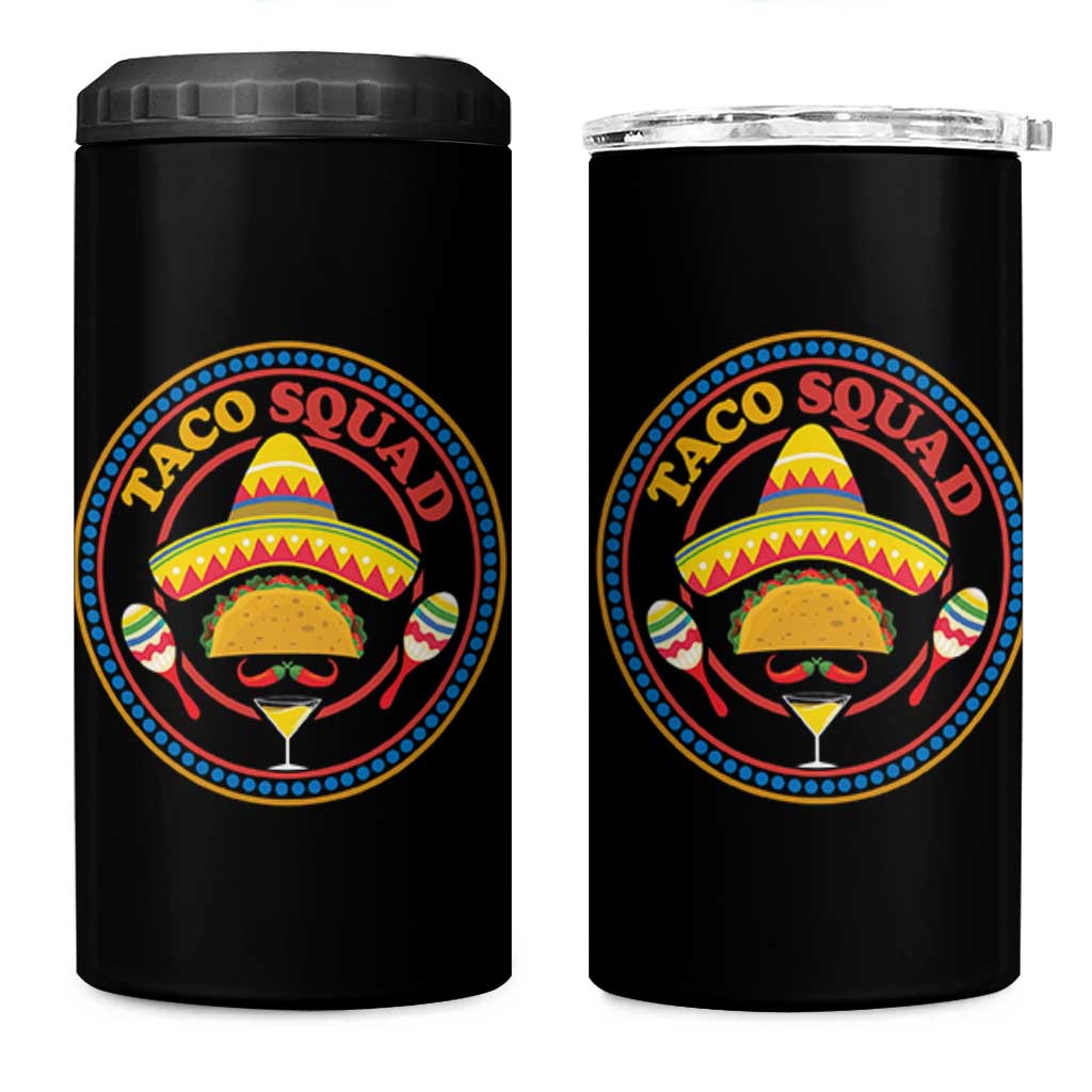 Taco Squad 4 in 1 Can Cooler Tumbler Mexican Food Lovers Gift