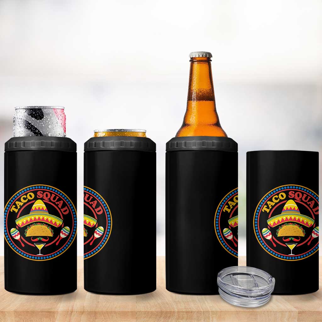 Taco Squad 4 in 1 Can Cooler Tumbler Mexican Food Lovers Gift