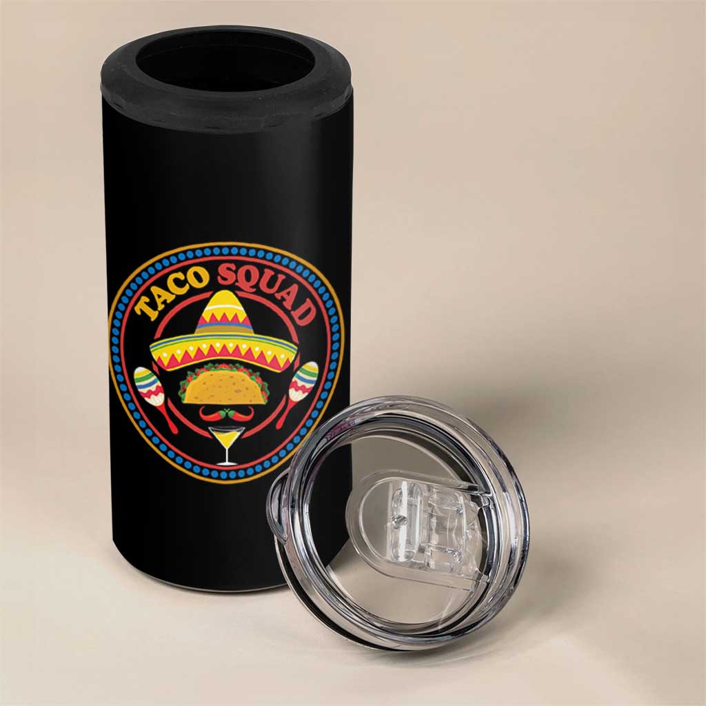 Taco Squad 4 in 1 Can Cooler Tumbler Mexican Food Lovers Gift