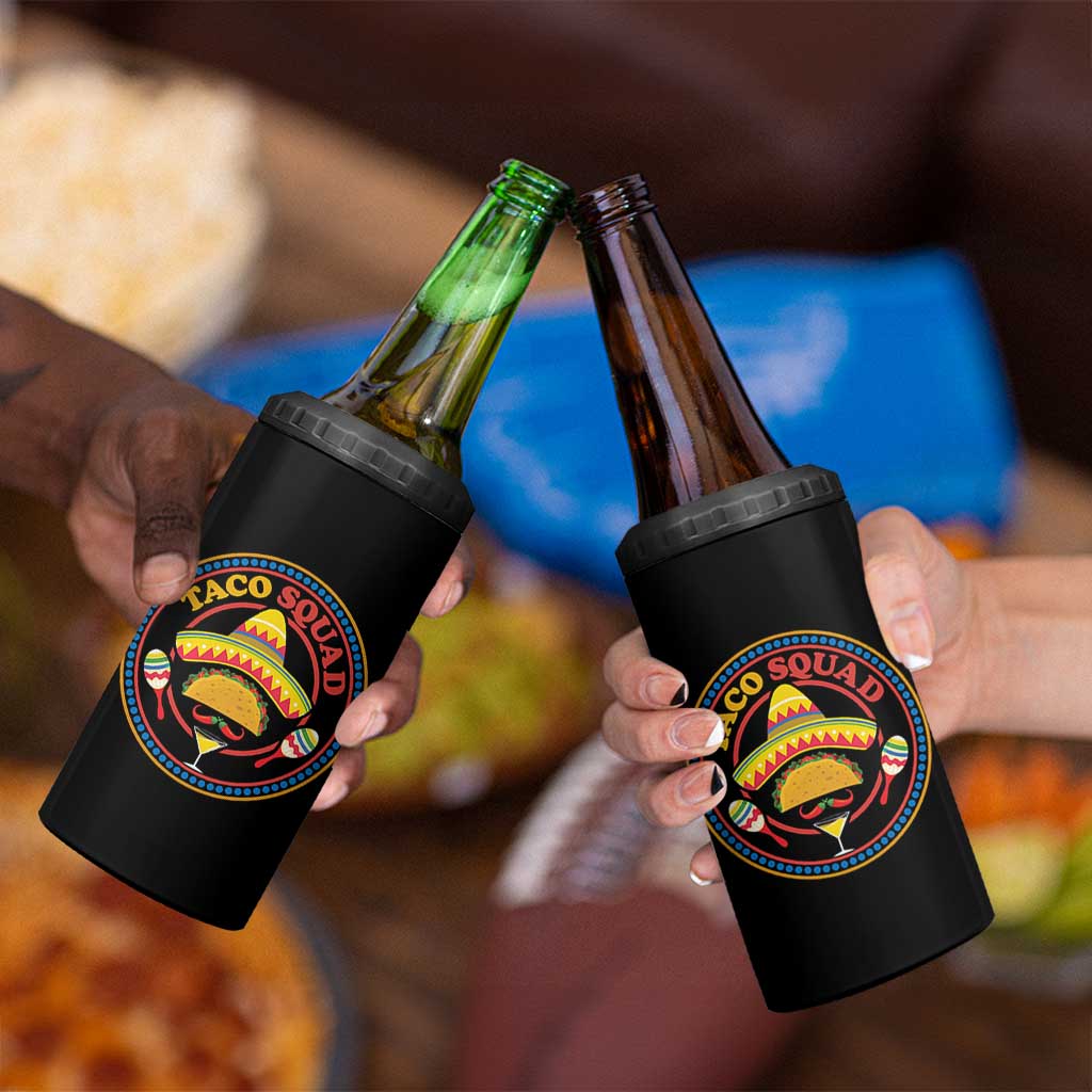 Taco Squad 4 in 1 Can Cooler Tumbler Mexican Food Lovers Gift