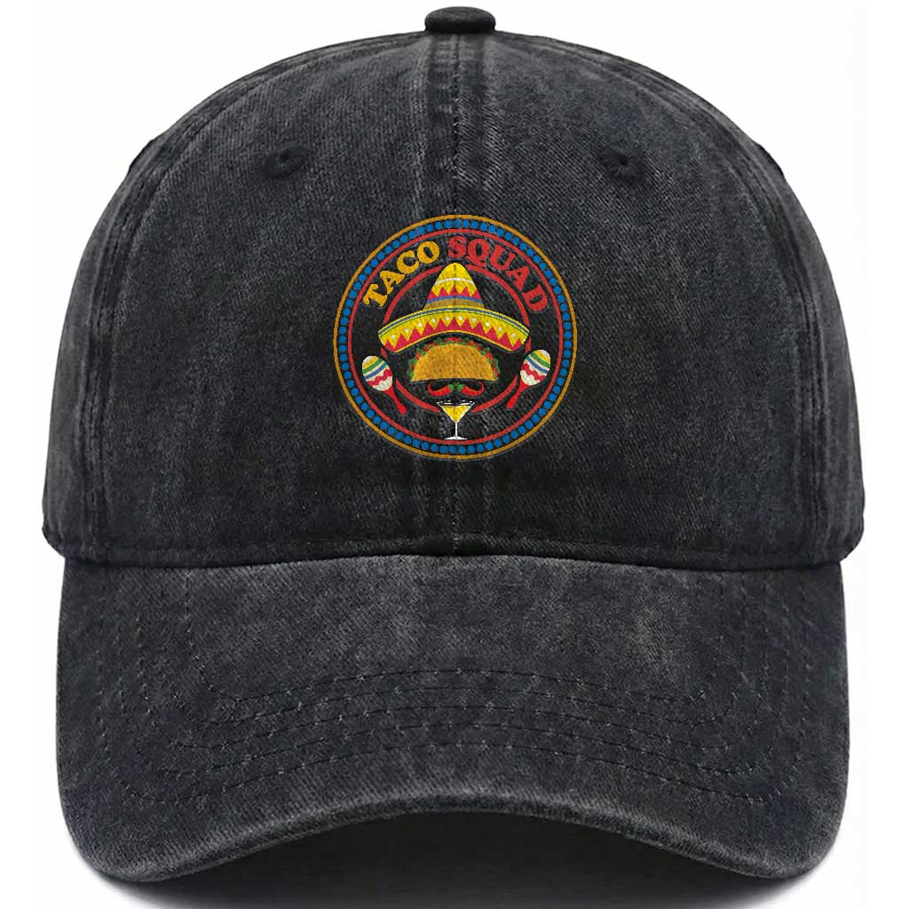 Taco Squad Washed Cotton Baseball Cap Mexican Food Lovers Gift