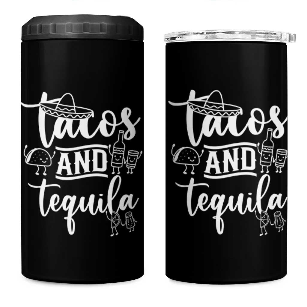 Tacos And Tequila Lover 4 in 1 Can Cooler Tumbler Funny Humor Gift