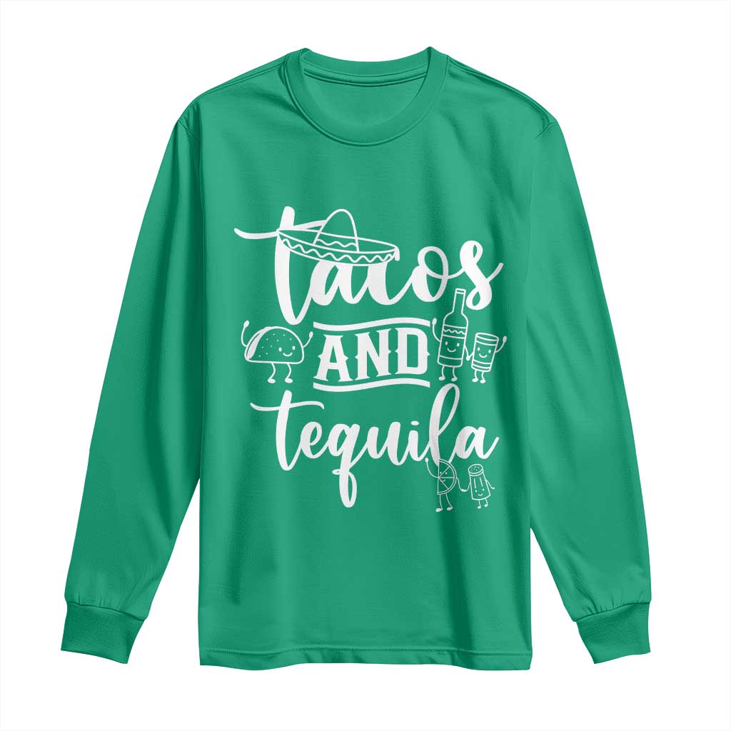 Tacos And Tequila Lover Long Sleeve Shirt Funny Humor Gift - Wonder Print Shop