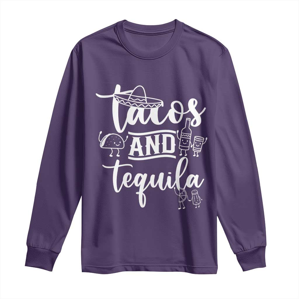 Tacos And Tequila Lover Long Sleeve Shirt Funny Humor Gift - Wonder Print Shop