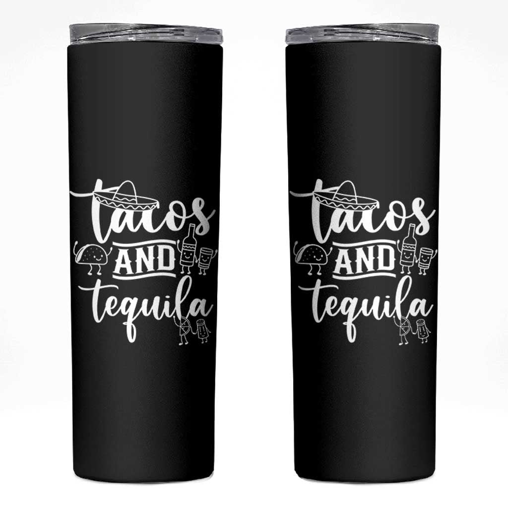Tacos And Tequila Lover Skinny Tumbler Funny Humor Gift