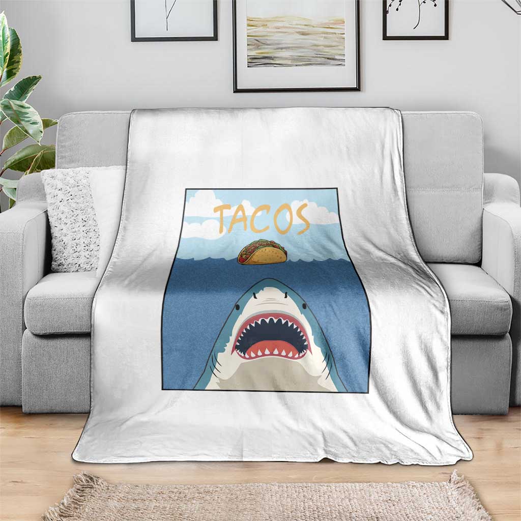 Funny Tacos Lover Throw Blanket Shark Attack Humor Gift - Wonder Print Shop