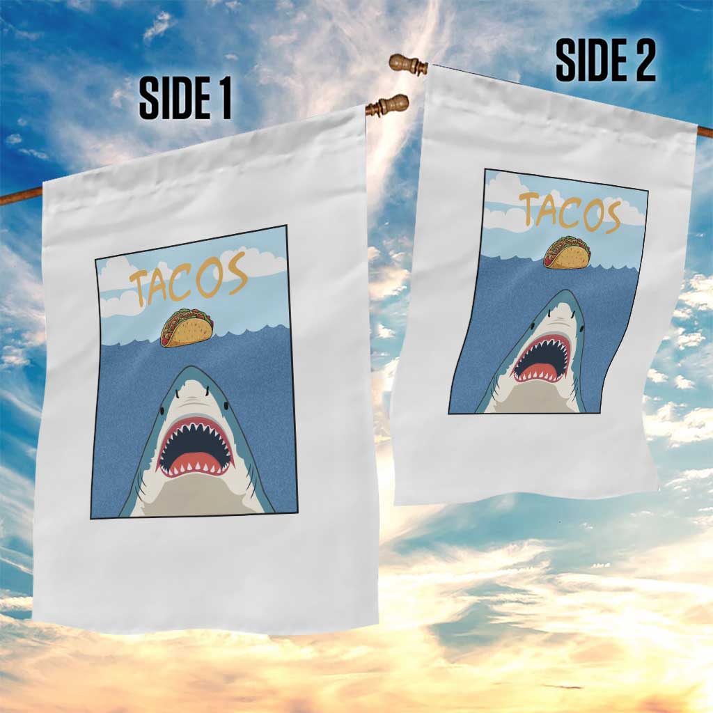 Funny Tacos Lover Garden Flag Shark Attack Humor Gift - Wonder Print Shop