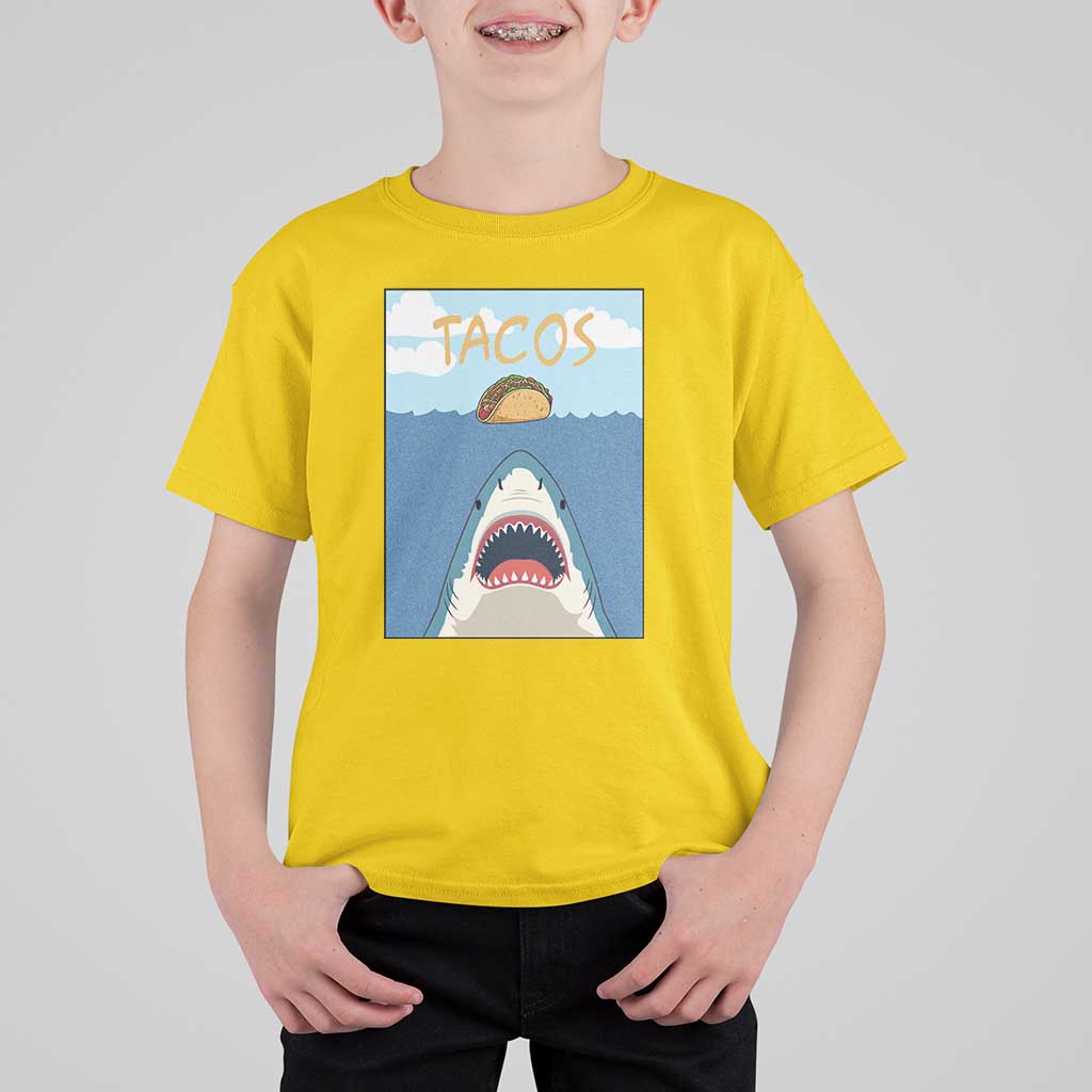 Funny Tacos Lover T Shirt For Kid Shark Attack Humor Gift - Wonder Print Shop