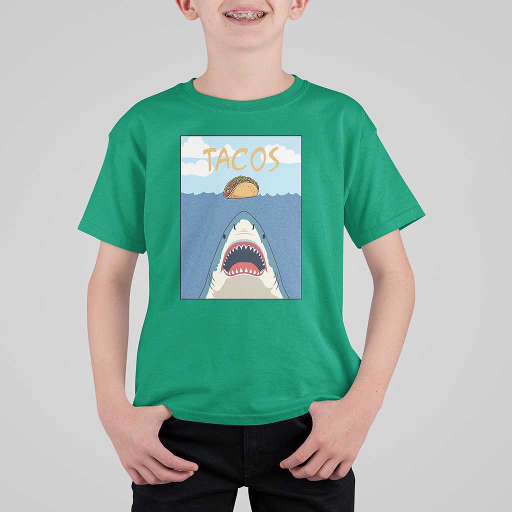 Funny Tacos Lover T Shirt For Kid Shark Attack Humor Gift - Wonder Print Shop
