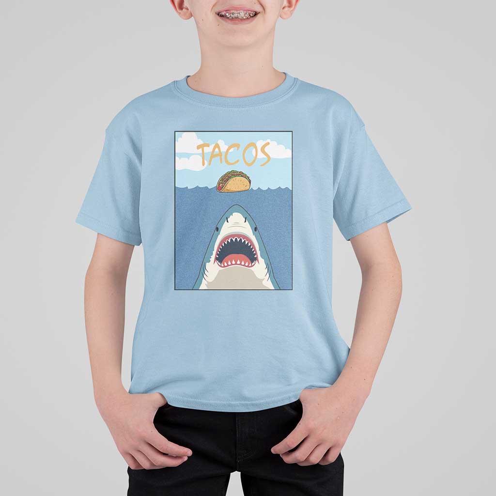 Funny Tacos Lover T Shirt For Kid Shark Attack Humor Gift - Wonder Print Shop