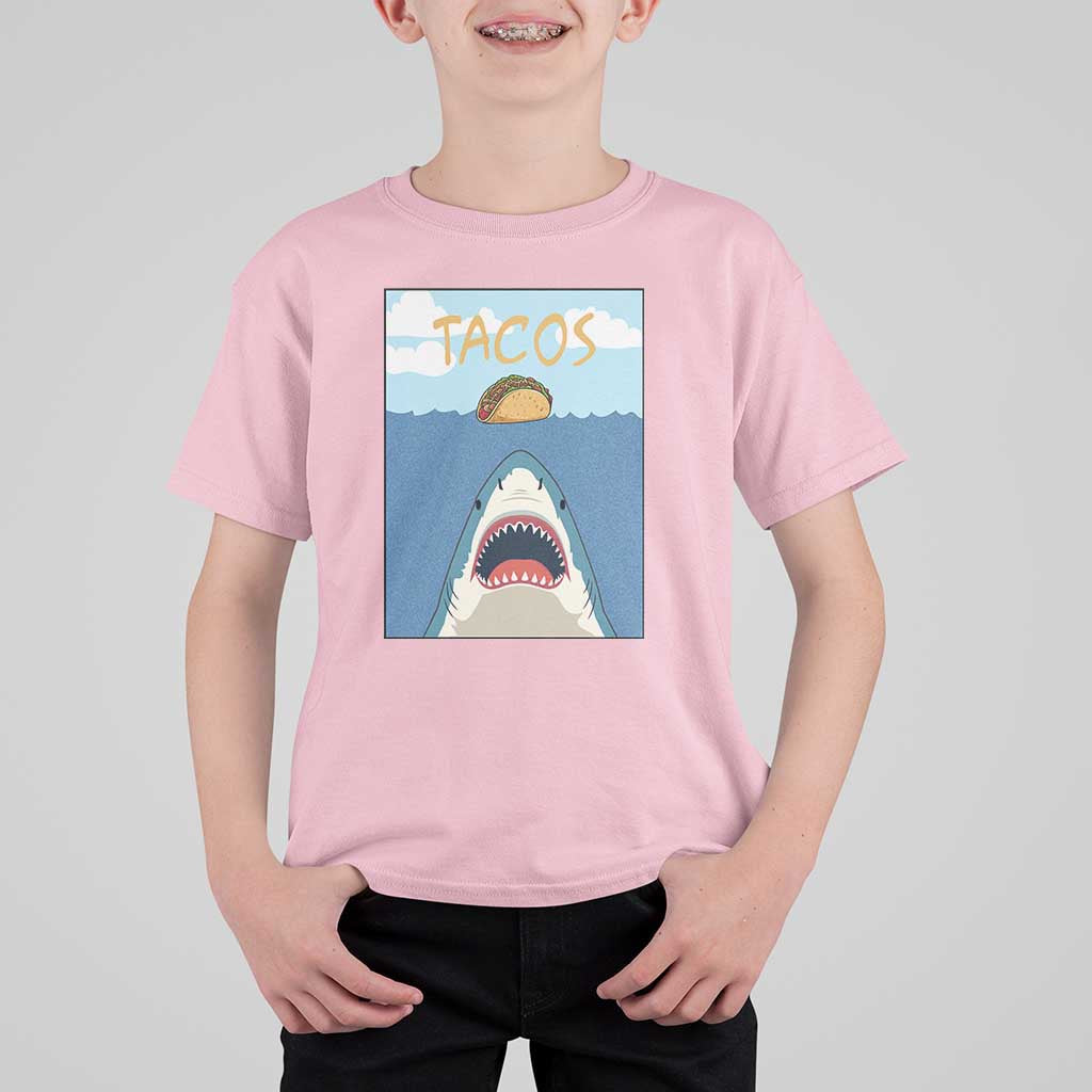 Funny Tacos Lover T Shirt For Kid Shark Attack Humor Gift - Wonder Print Shop