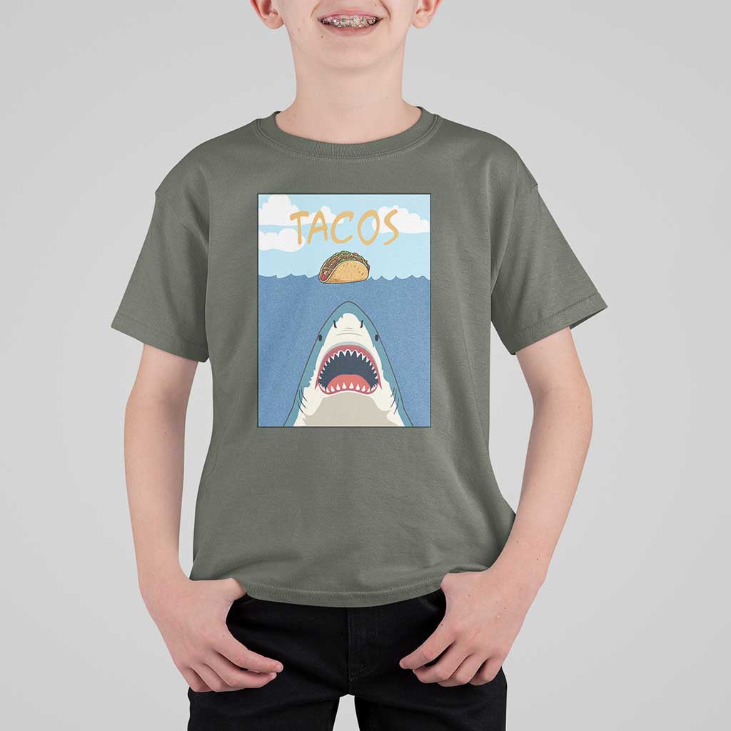 Funny Tacos Lover T Shirt For Kid Shark Attack Humor Gift - Wonder Print Shop