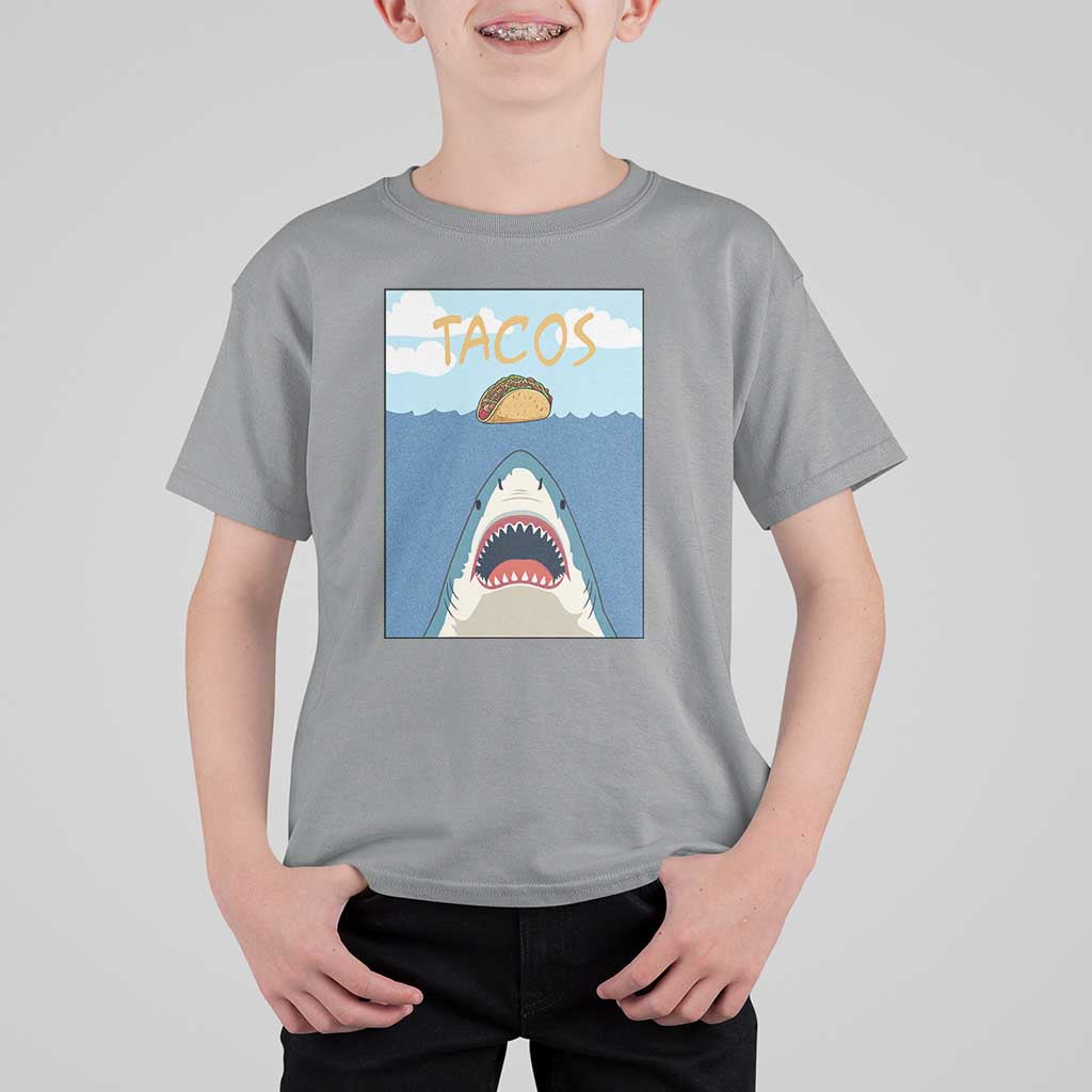 Funny Tacos Lover T Shirt For Kid Shark Attack Humor Gift - Wonder Print Shop