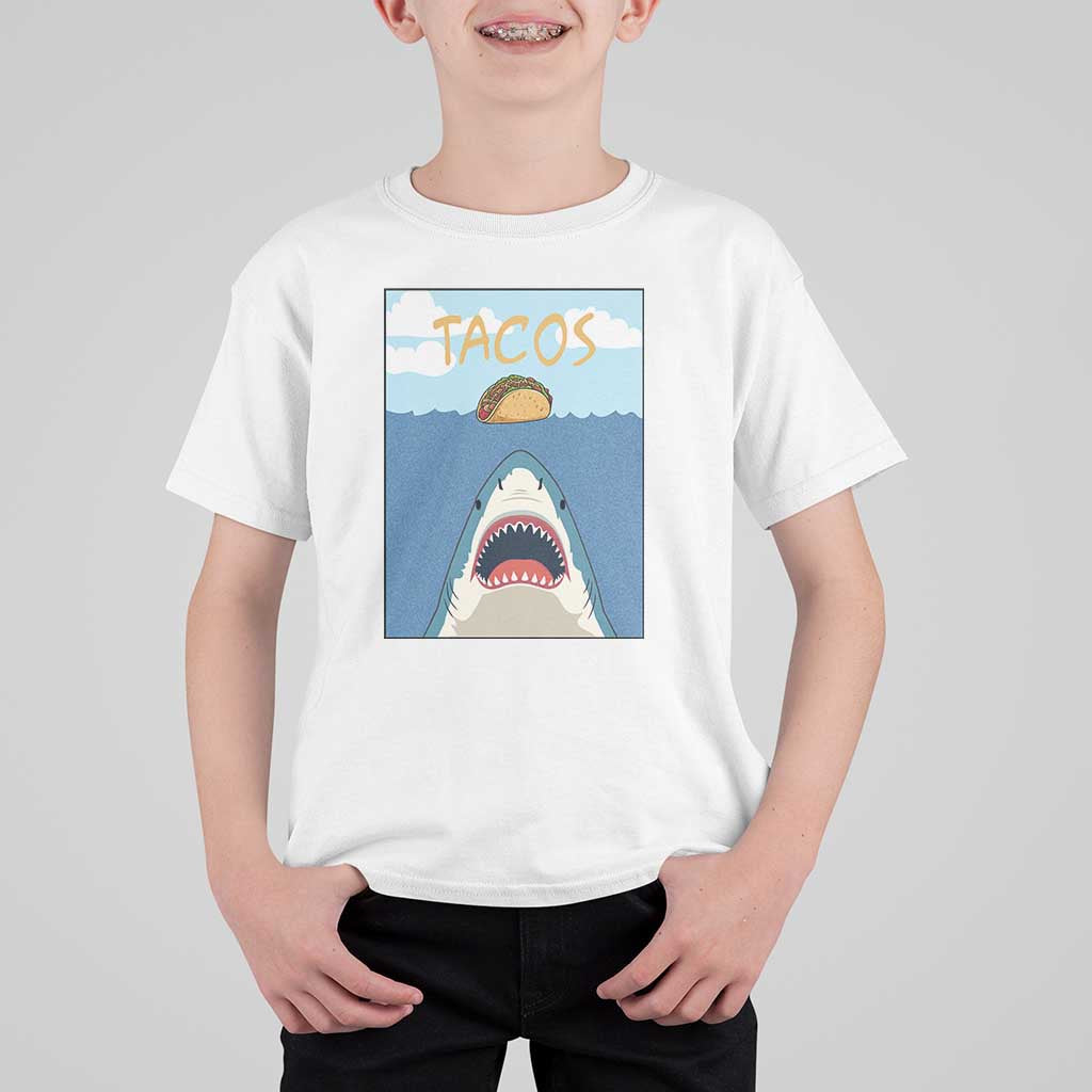 Funny Tacos Lover T Shirt For Kid Shark Attack Humor Gift - Wonder Print Shop