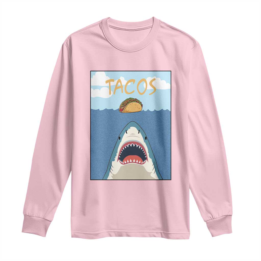 Funny Tacos Lover Long Sleeve Shirt Shark Attack Humor Gift - Wonder Print Shop