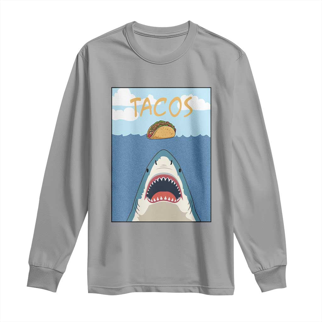 Funny Tacos Lover Long Sleeve Shirt Shark Attack Humor Gift - Wonder Print Shop