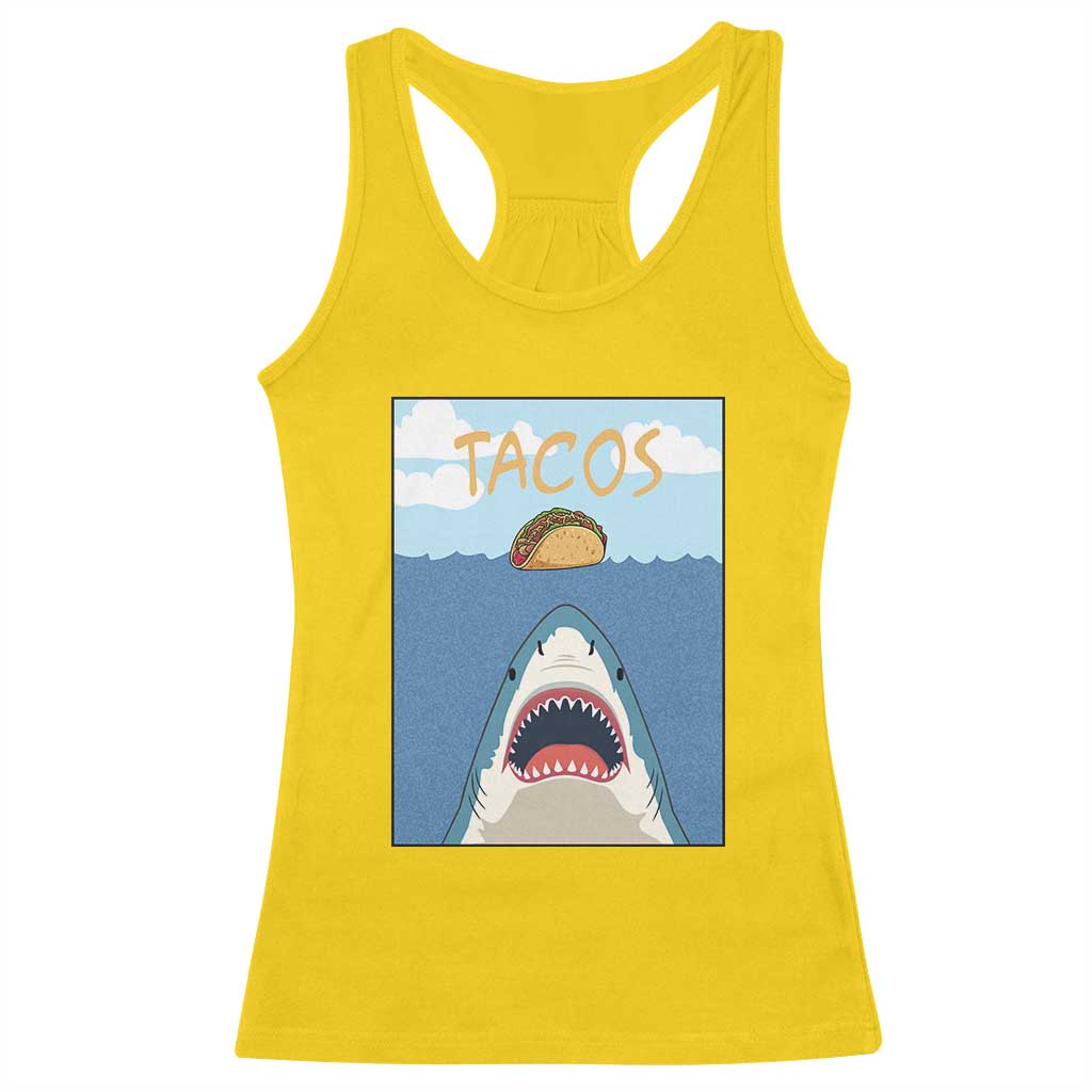 Funny Tacos Lover Racerback Tank Top Shark Attack Humor Gift - Wonder Print Shop