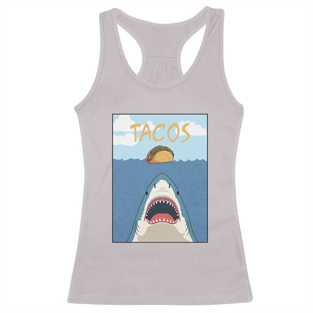 Funny Tacos Lover Racerback Tank Top Shark Attack Humor Gift - Wonder Print Shop