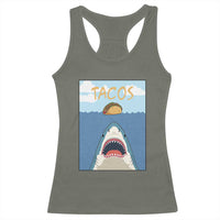 Funny Tacos Lover Racerback Tank Top Shark Attack Humor Gift - Wonder Print Shop