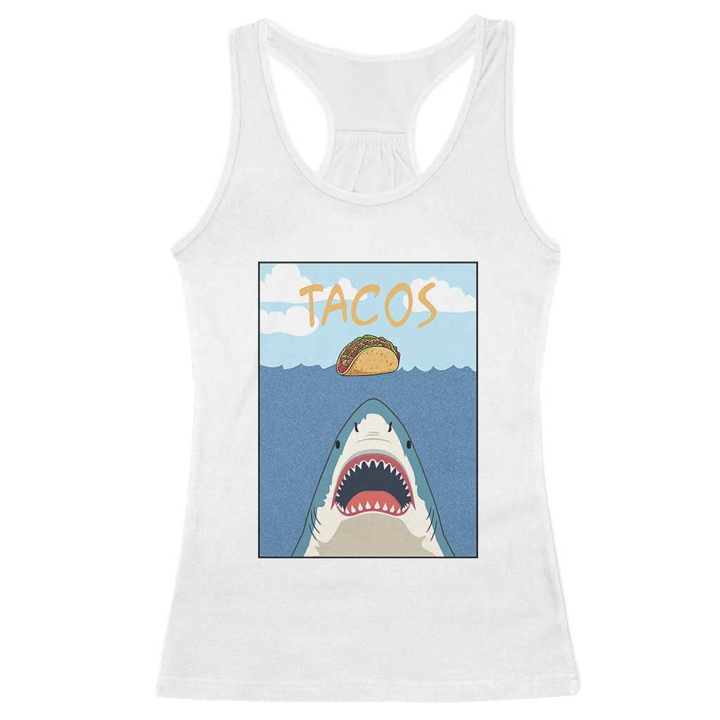 Funny Tacos Lover Racerback Tank Top Shark Attack Humor Gift - Wonder Print Shop