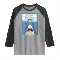 Funny Tacos Lover Raglan Shirt Shark Attack Humor Gift - Wonder Print Shop