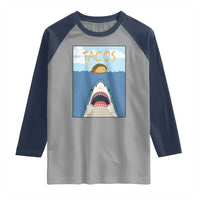 Funny Tacos Lover Raglan Shirt Shark Attack Humor Gift - Wonder Print Shop