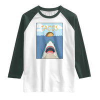 Funny Tacos Lover Raglan Shirt Shark Attack Humor Gift - Wonder Print Shop