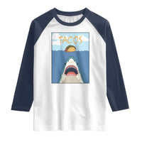 Funny Tacos Lover Raglan Shirt Shark Attack Humor Gift - Wonder Print Shop