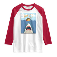 Funny Tacos Lover Raglan Shirt Shark Attack Humor Gift - Wonder Print Shop