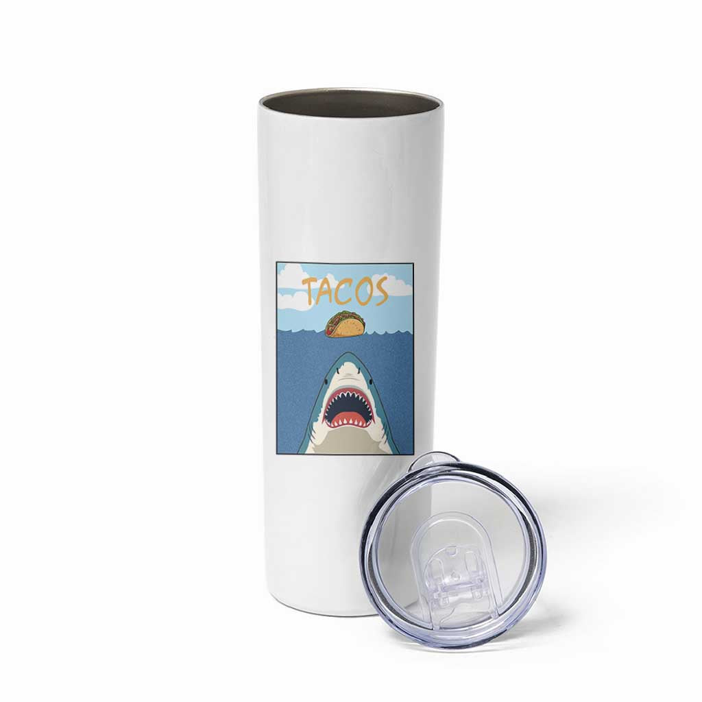 Funny Tacos Lover Skinny Tumbler Shark Attack Humor Gift