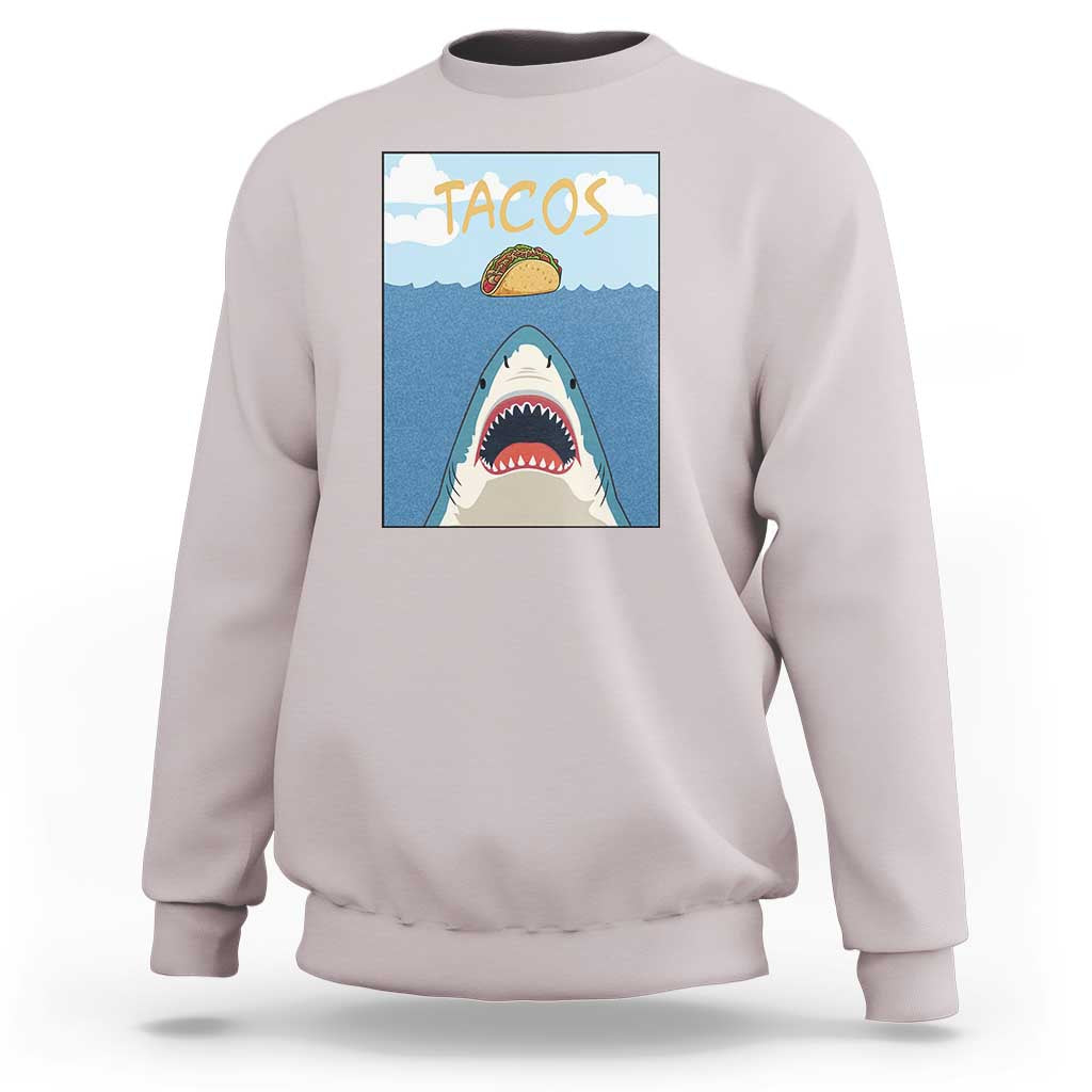 Funny Tacos Lover Sweatshirt Shark Attack Humor Gift - Wonder Print Shop