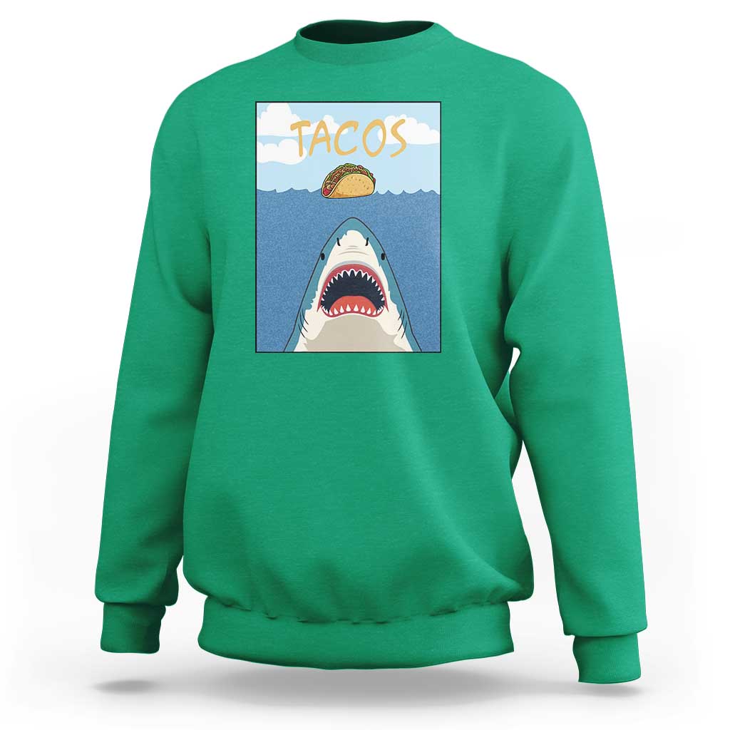 Funny Tacos Lover Sweatshirt Shark Attack Humor Gift - Wonder Print Shop