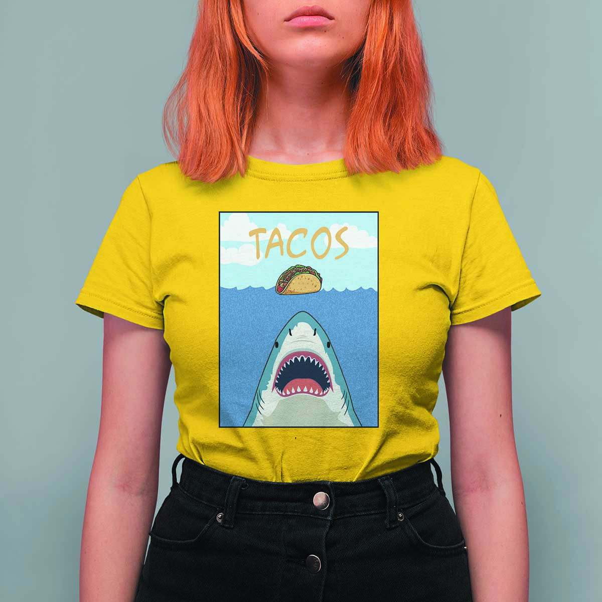 Funny Tacos Lover T Shirt For Women Shark Attack Humor Gift - Wonder Print Shop