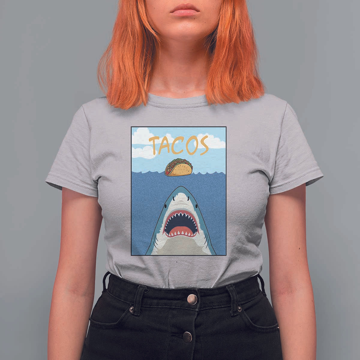 Funny Tacos Lover T Shirt For Women Shark Attack Humor Gift - Wonder Print Shop