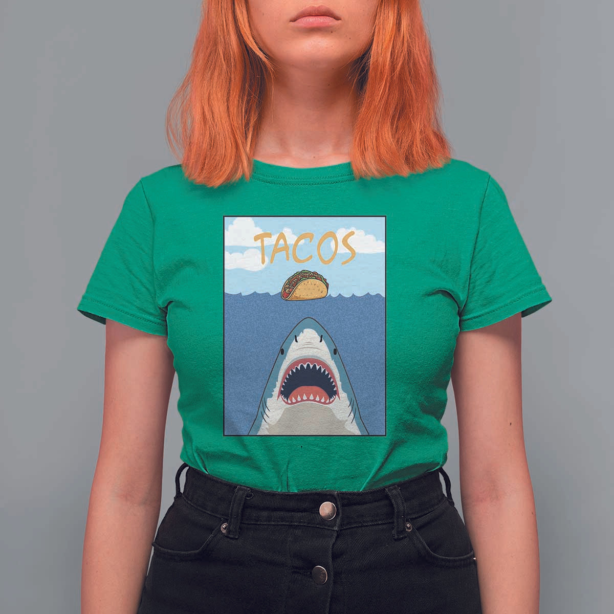 Funny Tacos Lover T Shirt For Women Shark Attack Humor Gift - Wonder Print Shop