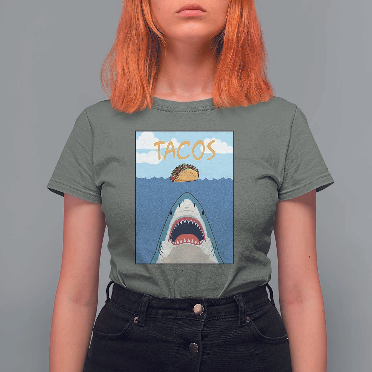 Funny Tacos Lover T Shirt For Women Shark Attack Humor Gift - Wonder Print Shop