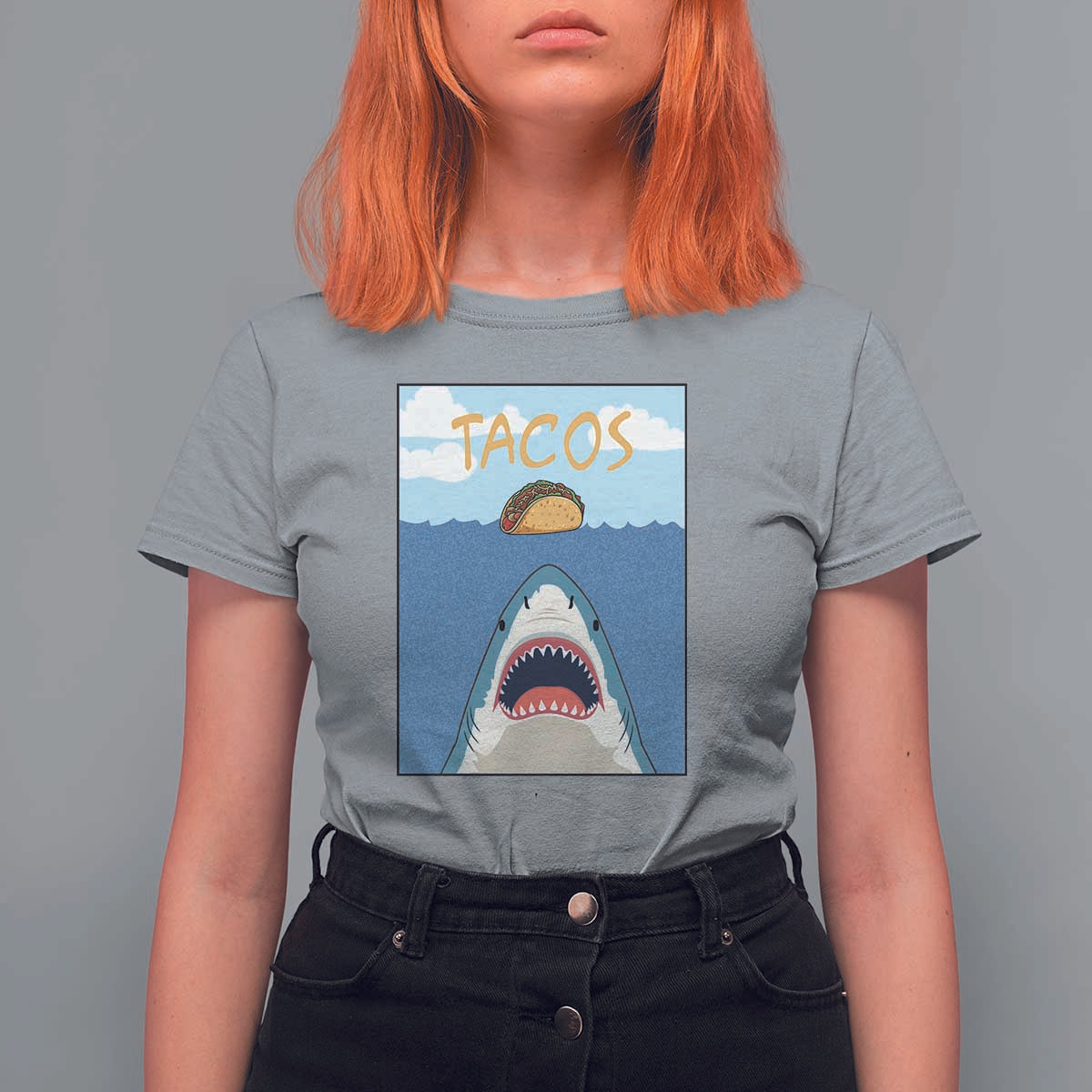 Funny Tacos Lover T Shirt For Women Shark Attack Humor Gift - Wonder Print Shop