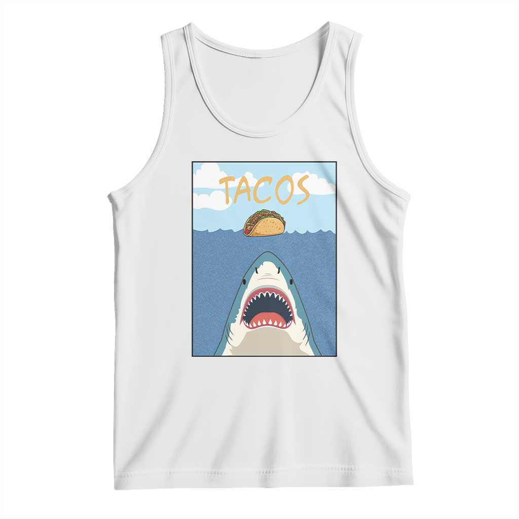 Funny Tacos Lover Tank Top Shark Attack Humor Gift - Wonder Print Shop