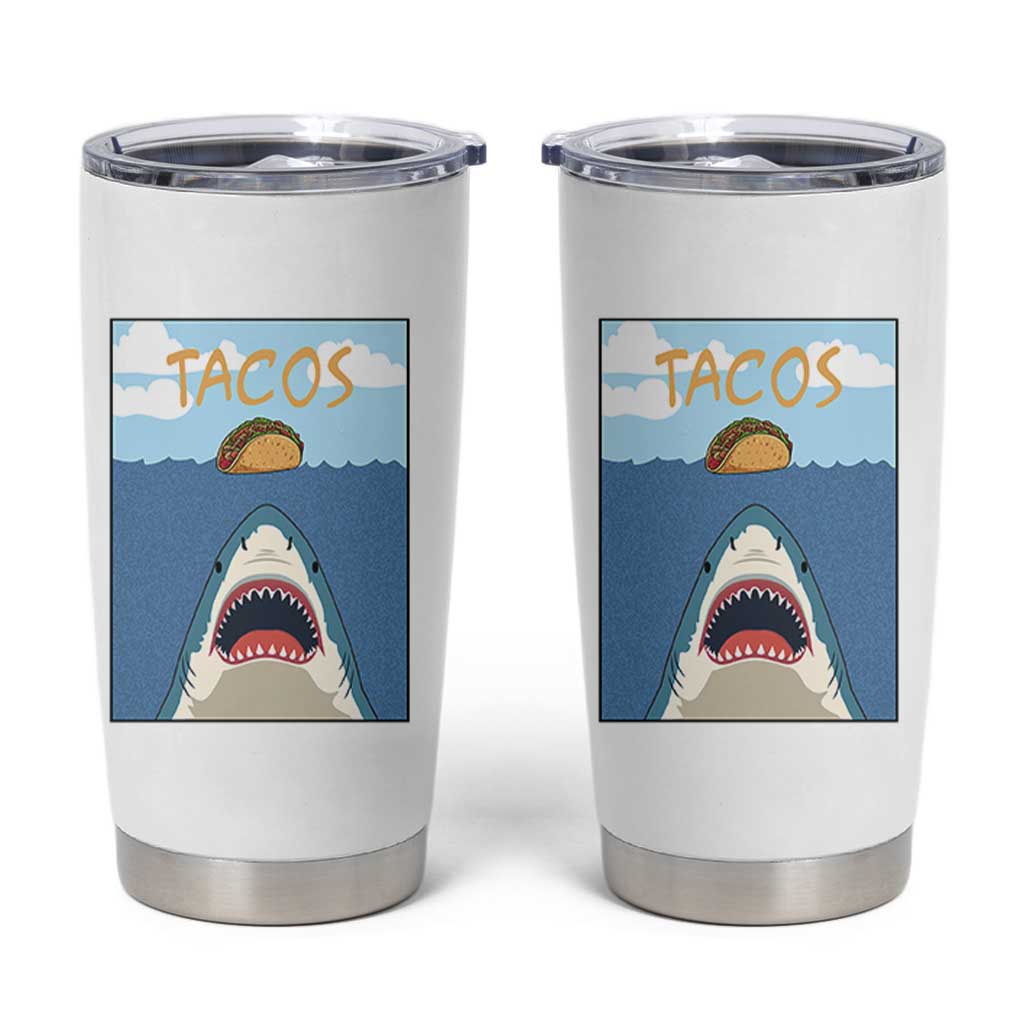 Funny Tacos Lover Tumbler Cup Shark Attack Humor Gift