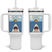 Funny Tacos Lover Tumbler With Handle Shark Attack Humor Gift