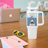 Funny Tacos Lover Tumbler With Handle Shark Attack Humor Gift