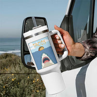 Funny Tacos Lover Tumbler With Handle Shark Attack Humor Gift