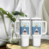 Funny Tacos Lover Tumbler With Handle Shark Attack Humor Gift