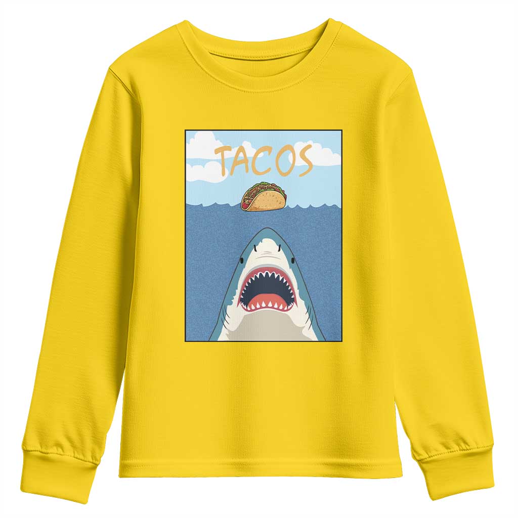 Funny Tacos Lover Youth Sweatshirt Shark Attack Humor Gift - Wonder Print Shop